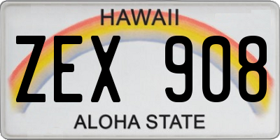 HI license plate ZEX908
