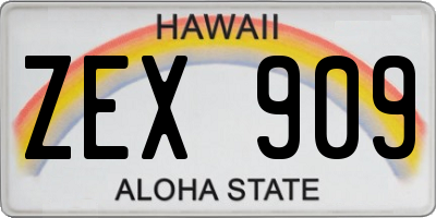 HI license plate ZEX909