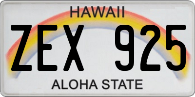 HI license plate ZEX925