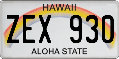 HI license plate ZEX930