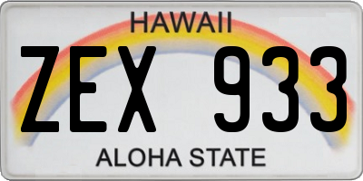 HI license plate ZEX933