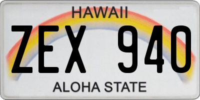 HI license plate ZEX940