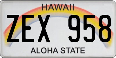 HI license plate ZEX958