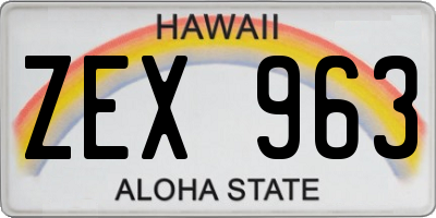 HI license plate ZEX963