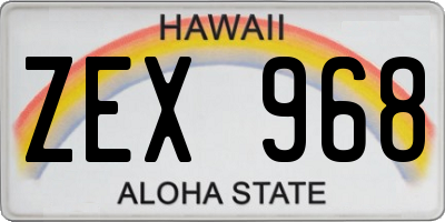 HI license plate ZEX968