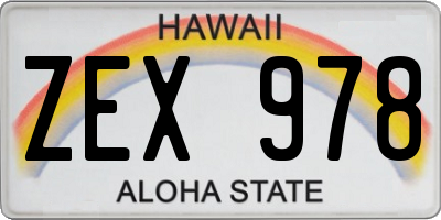 HI license plate ZEX978
