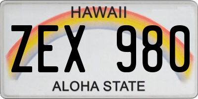 HI license plate ZEX980