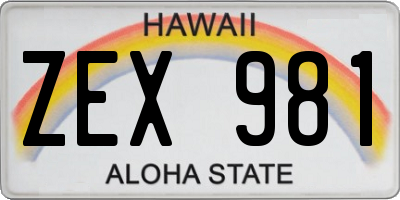 HI license plate ZEX981