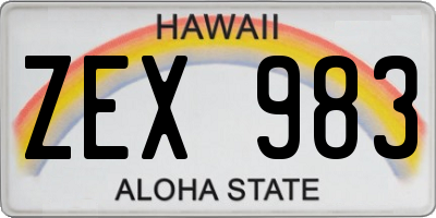 HI license plate ZEX983