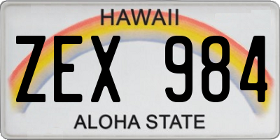 HI license plate ZEX984
