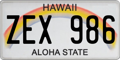 HI license plate ZEX986