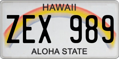 HI license plate ZEX989