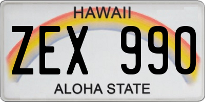 HI license plate ZEX990