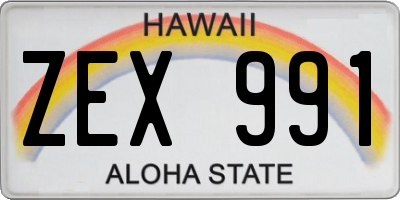 HI license plate ZEX991