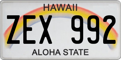 HI license plate ZEX992