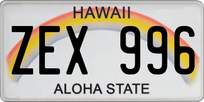 HI license plate ZEX996