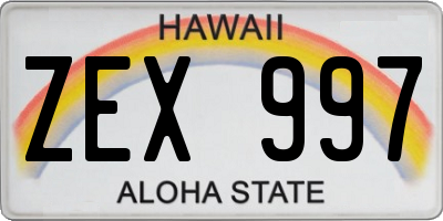 HI license plate ZEX997