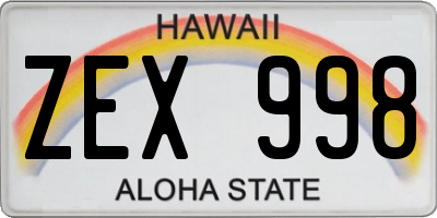 HI license plate ZEX998