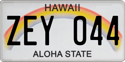 HI license plate ZEY044