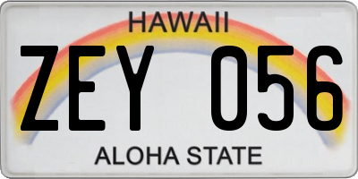 HI license plate ZEY056