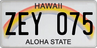 HI license plate ZEY075