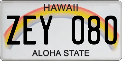 HI license plate ZEY080