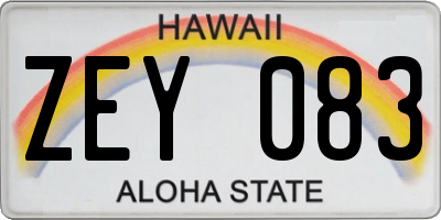 HI license plate ZEY083