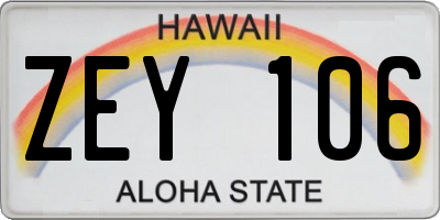 HI license plate ZEY106