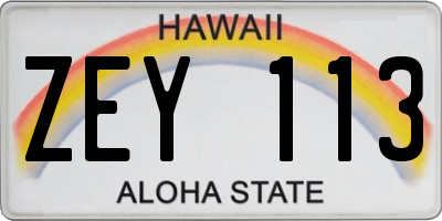 HI license plate ZEY113