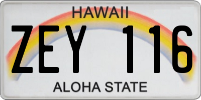 HI license plate ZEY116