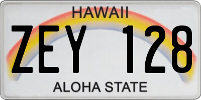 HI license plate ZEY128
