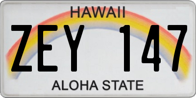 HI license plate ZEY147