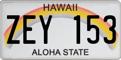 HI license plate ZEY153