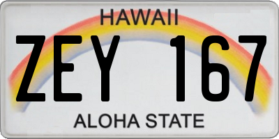 HI license plate ZEY167