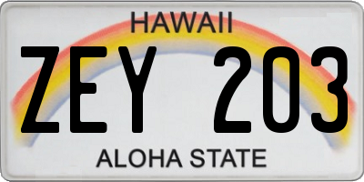 HI license plate ZEY203