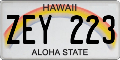 HI license plate ZEY223