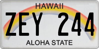 HI license plate ZEY244
