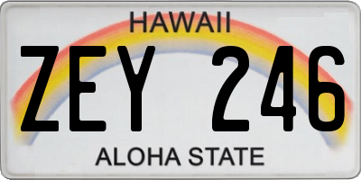 HI license plate ZEY246