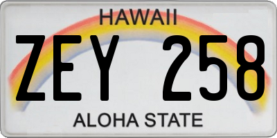HI license plate ZEY258