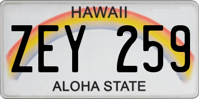 HI license plate ZEY259