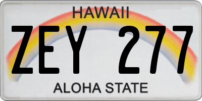 HI license plate ZEY277