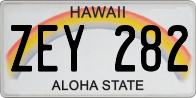 HI license plate ZEY282