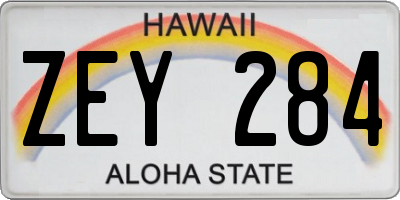 HI license plate ZEY284
