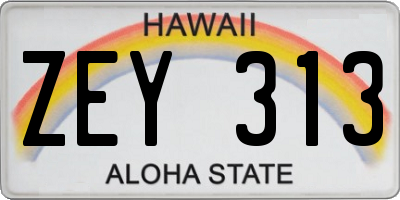 HI license plate ZEY313