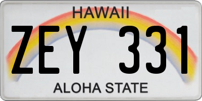 HI license plate ZEY331