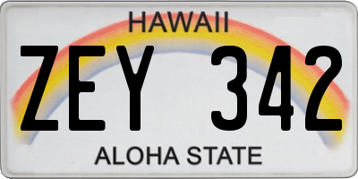 HI license plate ZEY342