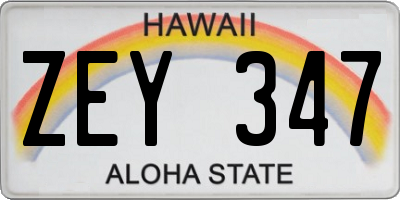 HI license plate ZEY347