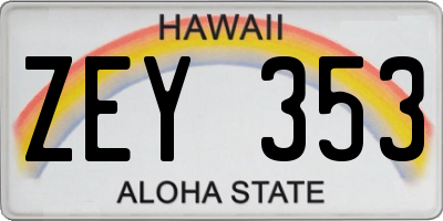 HI license plate ZEY353