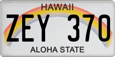 HI license plate ZEY370