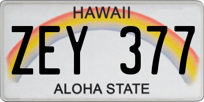 HI license plate ZEY377